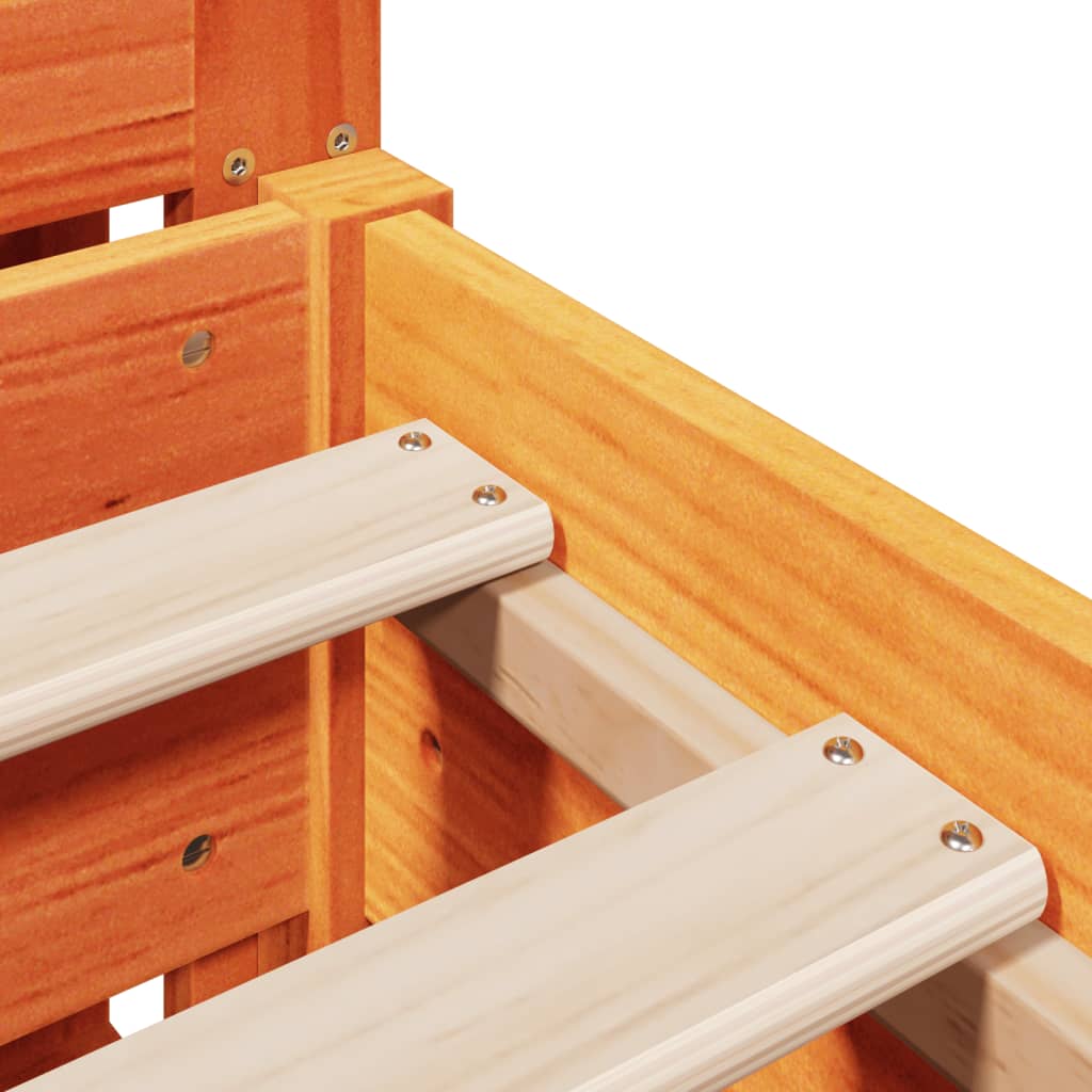 Bed Frame without Mattress Wax Brown 120x190 cm Small Double Solid Wood Pine