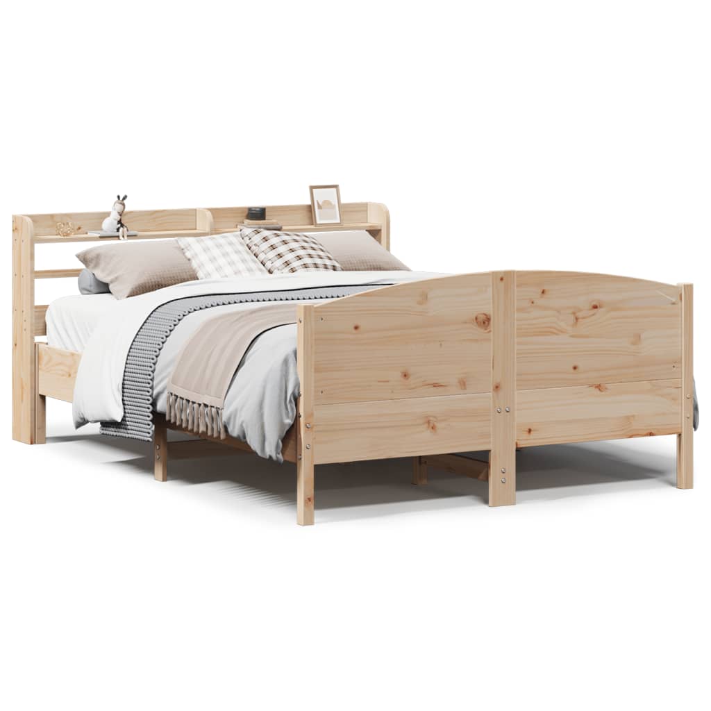 Bed Frame without Mattress 135x190 cm Double Solid Wood Pine