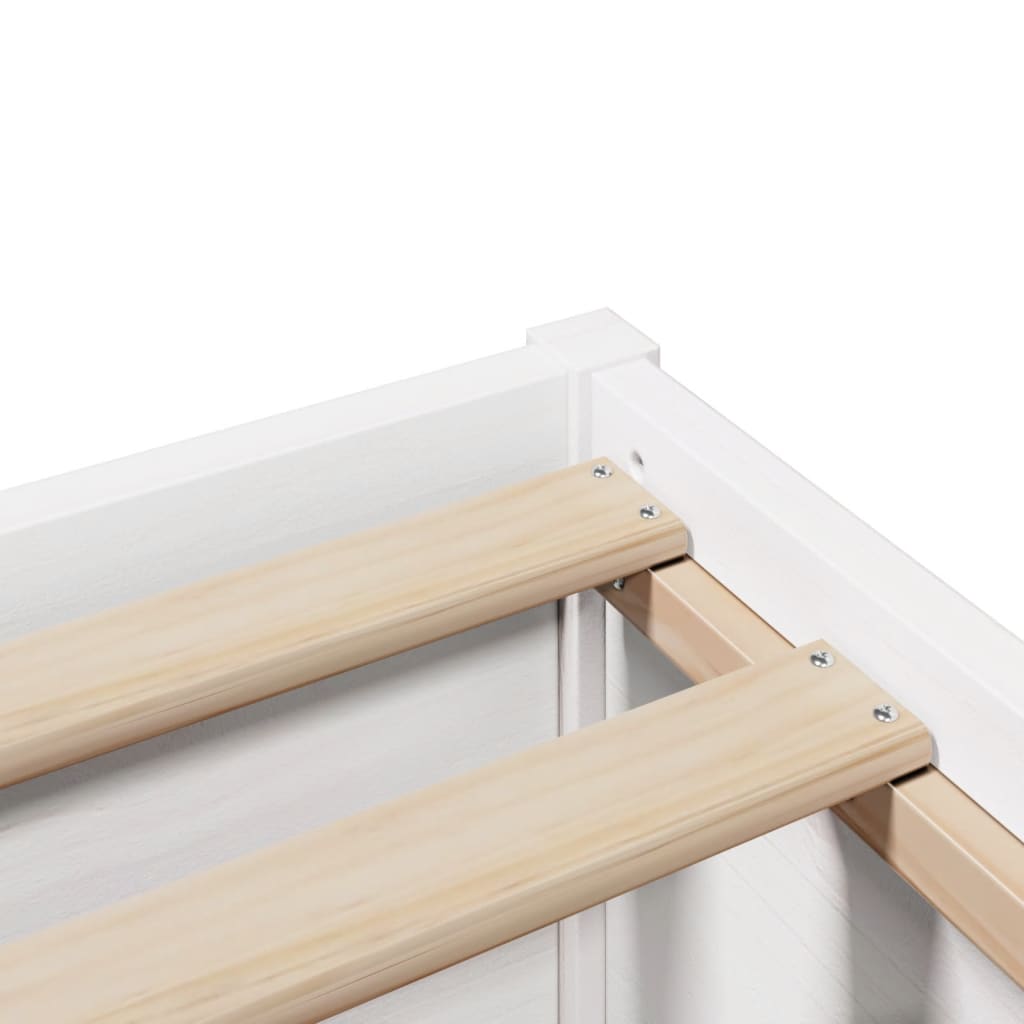 Bed Frame with Headboard White 120x190 cm Small Double Solid Wood Pine