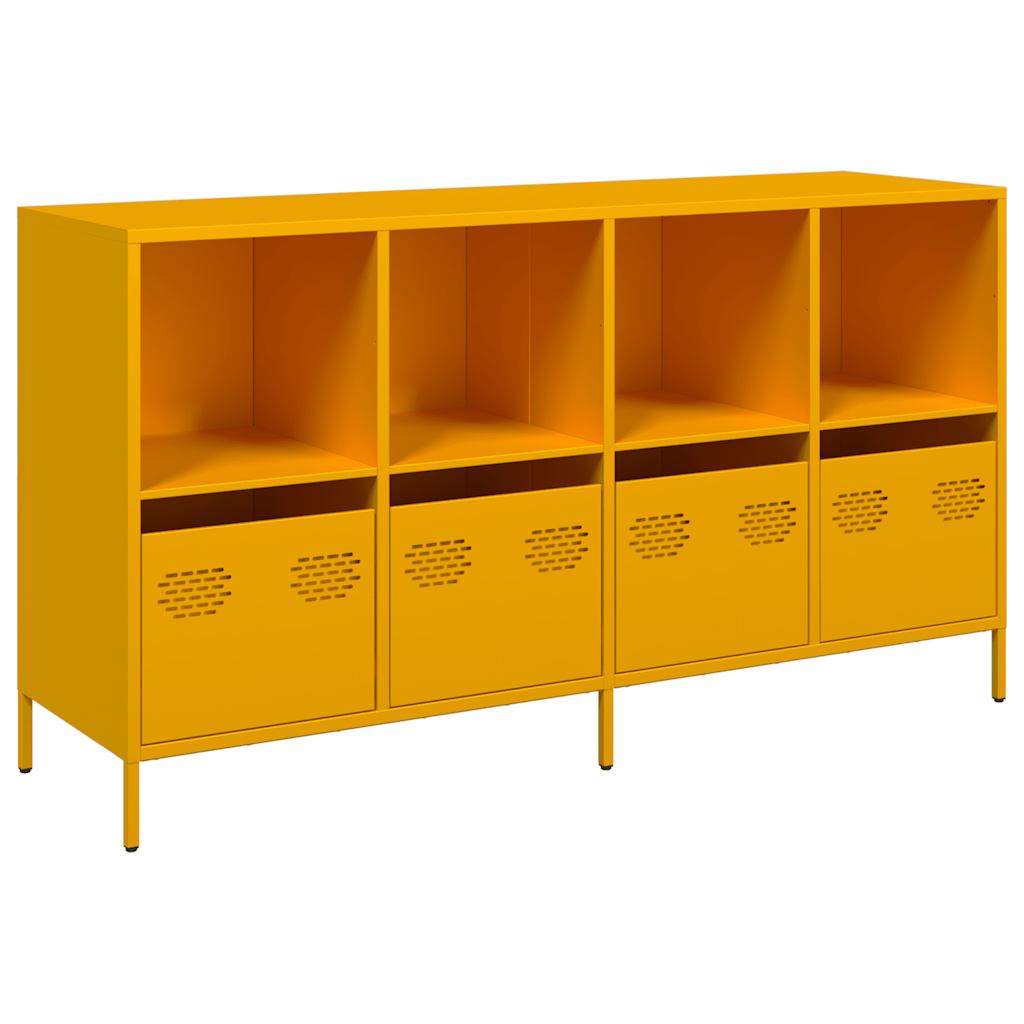 Mustard Yellow Steel Sideboard 135x39x73.5 cm - Stylish Storage Solution
