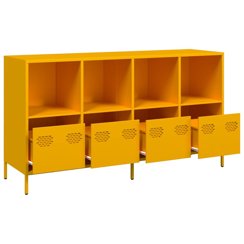 Mustard Yellow Steel Sideboard 135x39x73.5 cm - Stylish Storage Solution