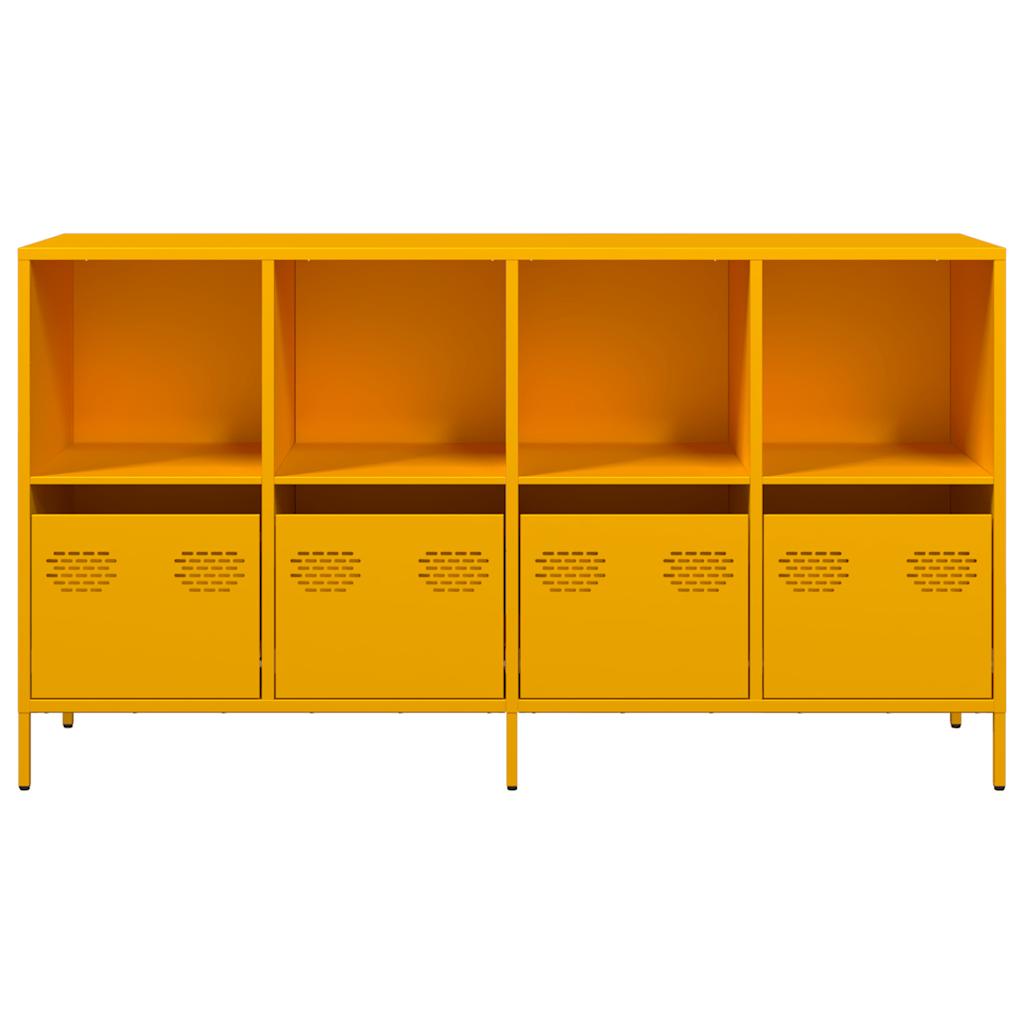 Mustard Yellow Steel Sideboard 135x39x73.5 cm - Stylish Storage Solution