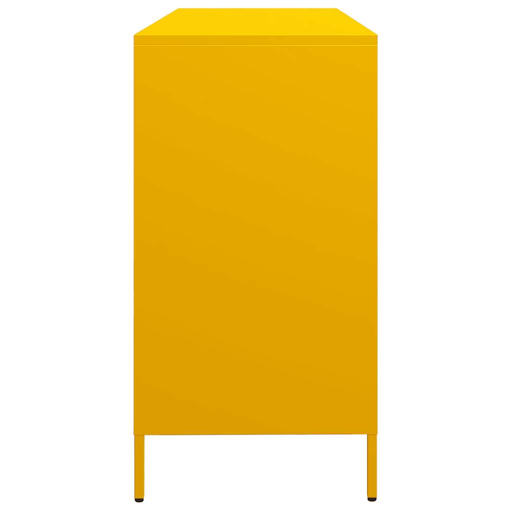 Mustard Yellow Steel Sideboard 135x39x73.5 cm - Stylish Storage Solution