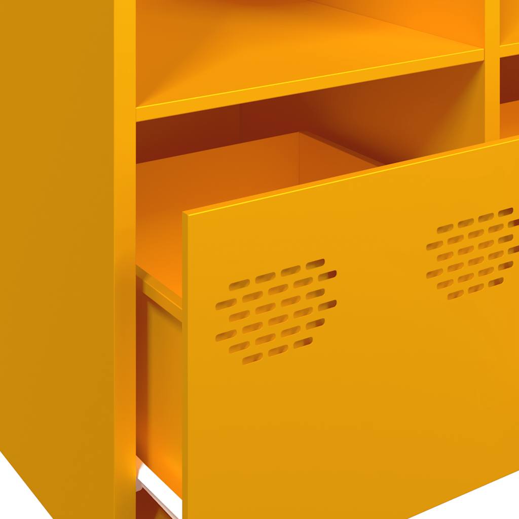 Mustard Yellow Steel Sideboard 135x39x73.5 cm - Stylish Storage Solution