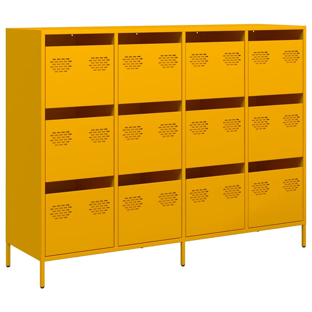 Mustard Yellow Steel Sideboard 135x39x103.5 cm - Modern & Stylish