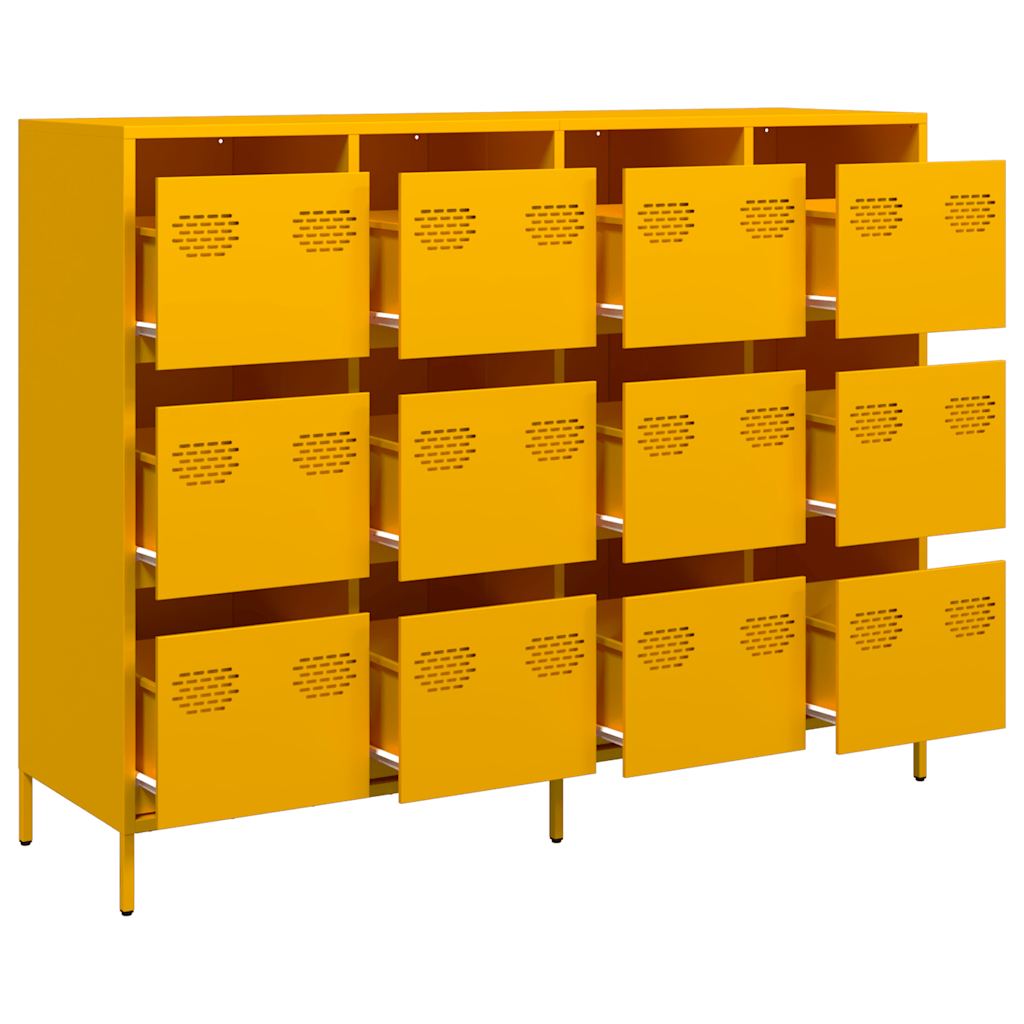 Mustard Yellow Steel Sideboard 135x39x103.5 cm - Modern & Stylish