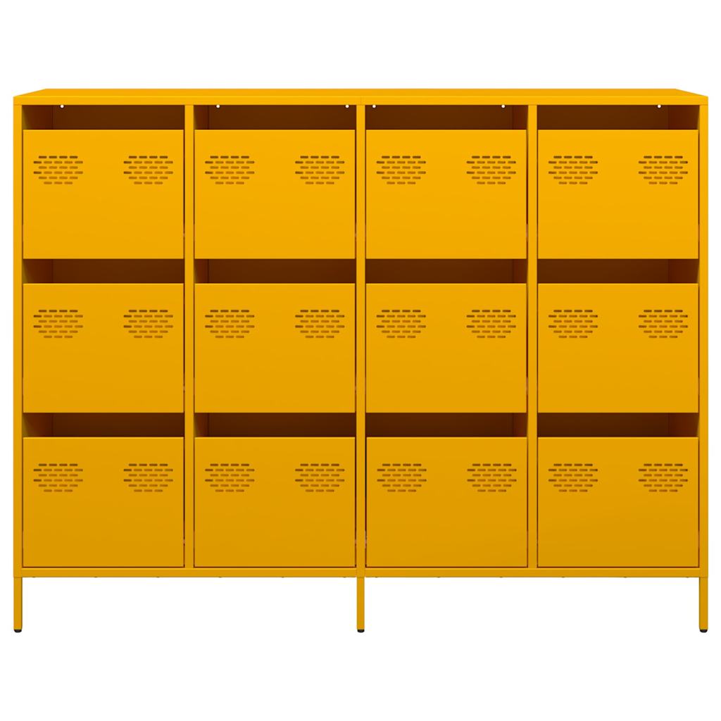 Mustard Yellow Steel Sideboard 135x39x103.5 cm - Modern & Stylish