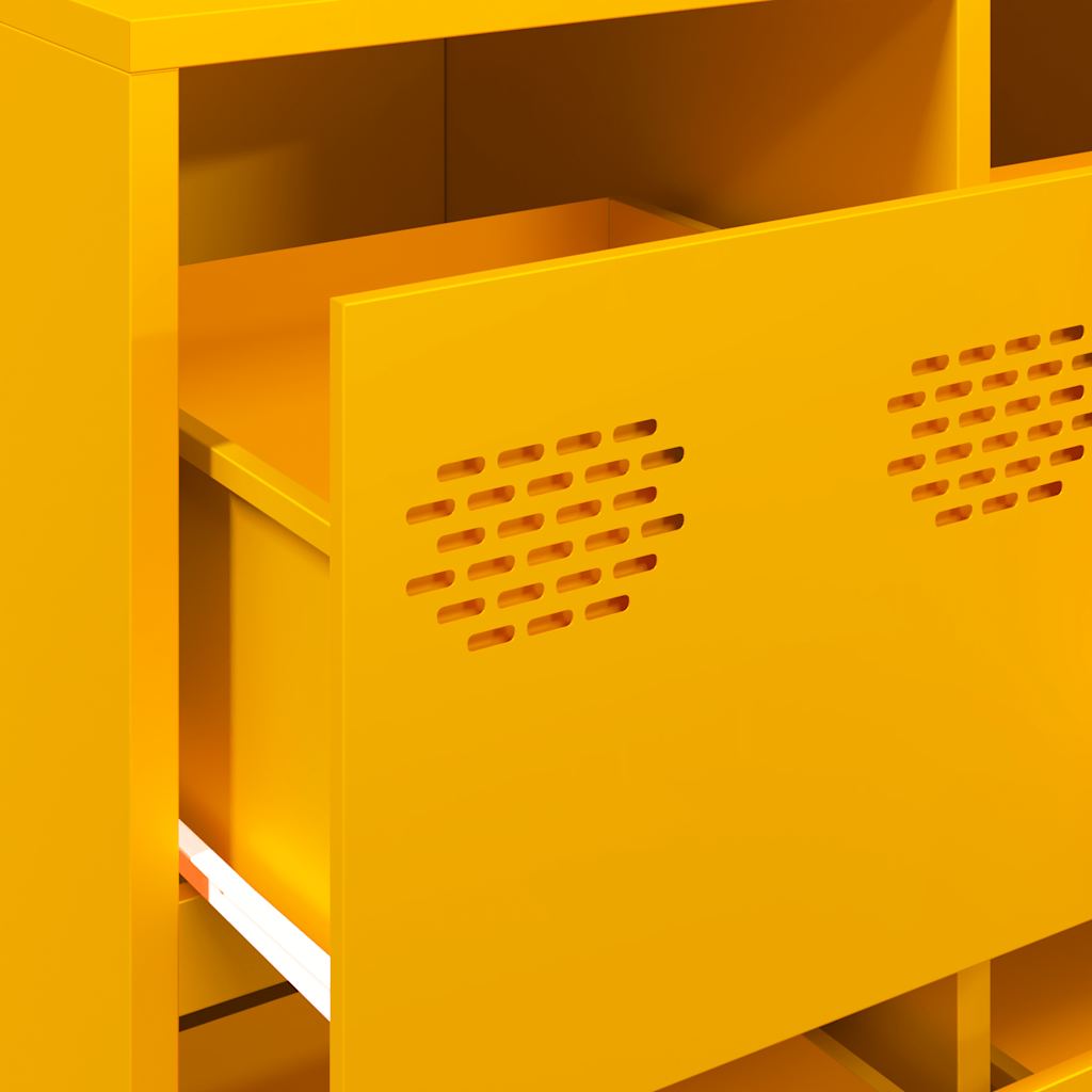 Mustard Yellow Steel Sideboard 135x39x103.5 cm - Modern & Stylish