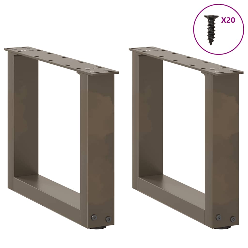 Natural Steel U-Shaped Coffee Table Legs, 2 Pcs, Adjustable 40x30 cm