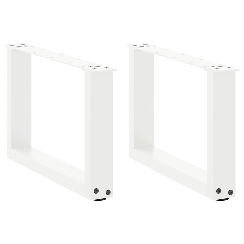 White Steel U-Shaped Coffee Table Legs, 2pcs, Adjustable 50x(30-31)cm