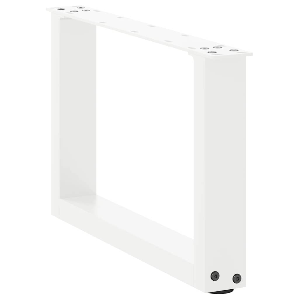 White Steel U-Shaped Coffee Table Legs, 2pcs, Adjustable 50x(30-31)cm