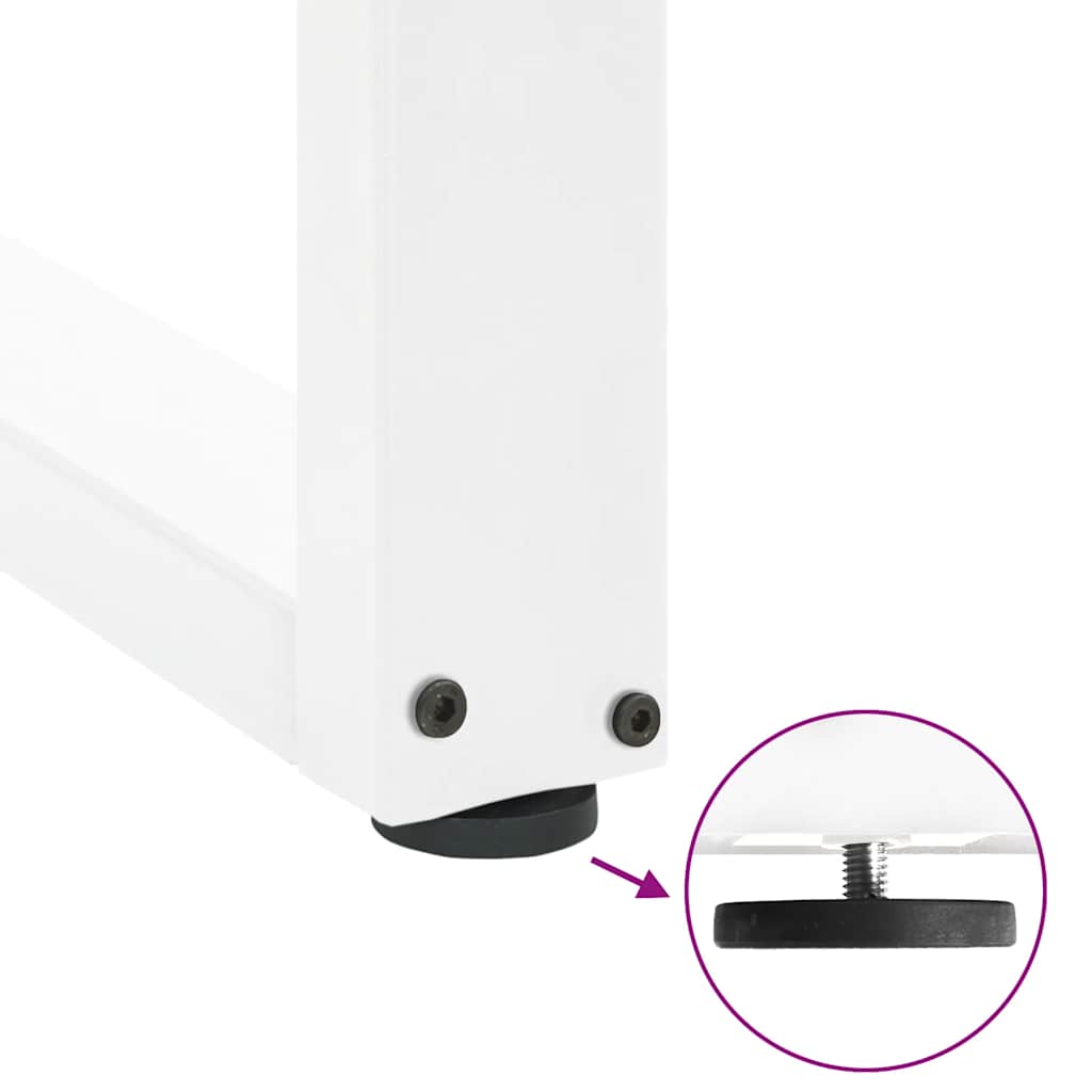 White Steel U-Shaped Coffee Table Legs, 2pcs, Adjustable 50x(30-31)cm