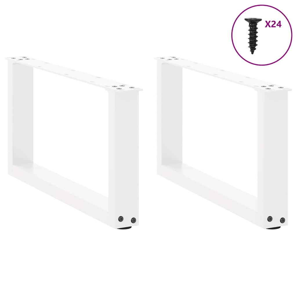 White U-Shaped Steel Coffee Table Legs, 2 pcs, 60x30-31 cm