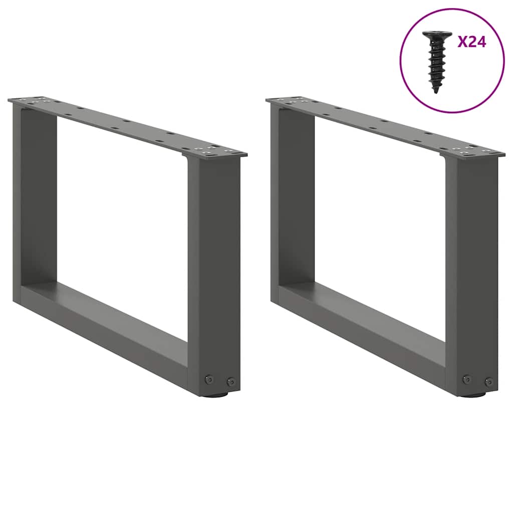 Anthracite U-Shaped Steel Coffee Table Legs 60x30-31cm, 2 Pcs