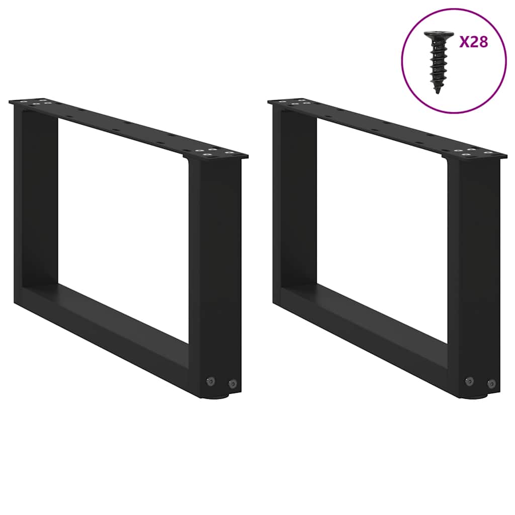 Black Steel U-Shaped Coffee Table Legs, 2 Pcs, 70x30-31cm