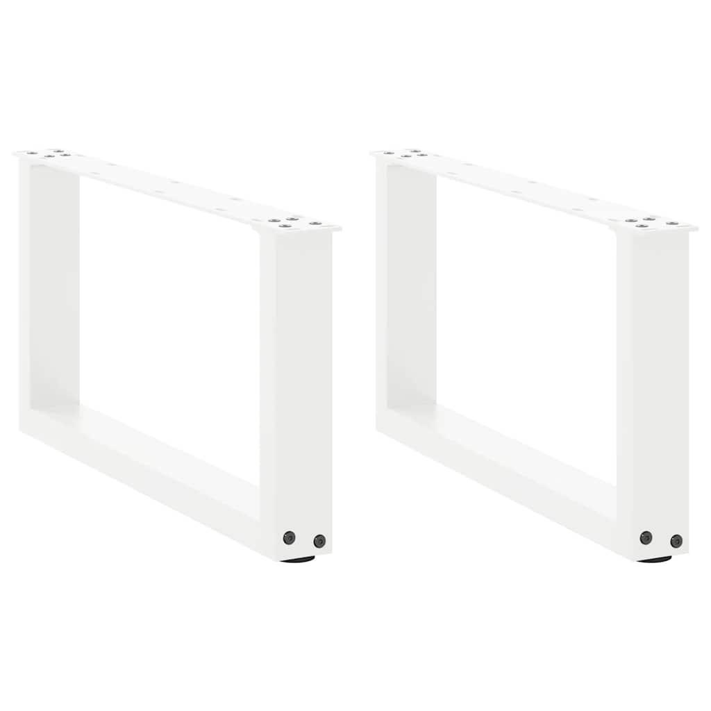White Steel U-Shaped Coffee Table Legs, 2 pcs, 70x30-31 cm