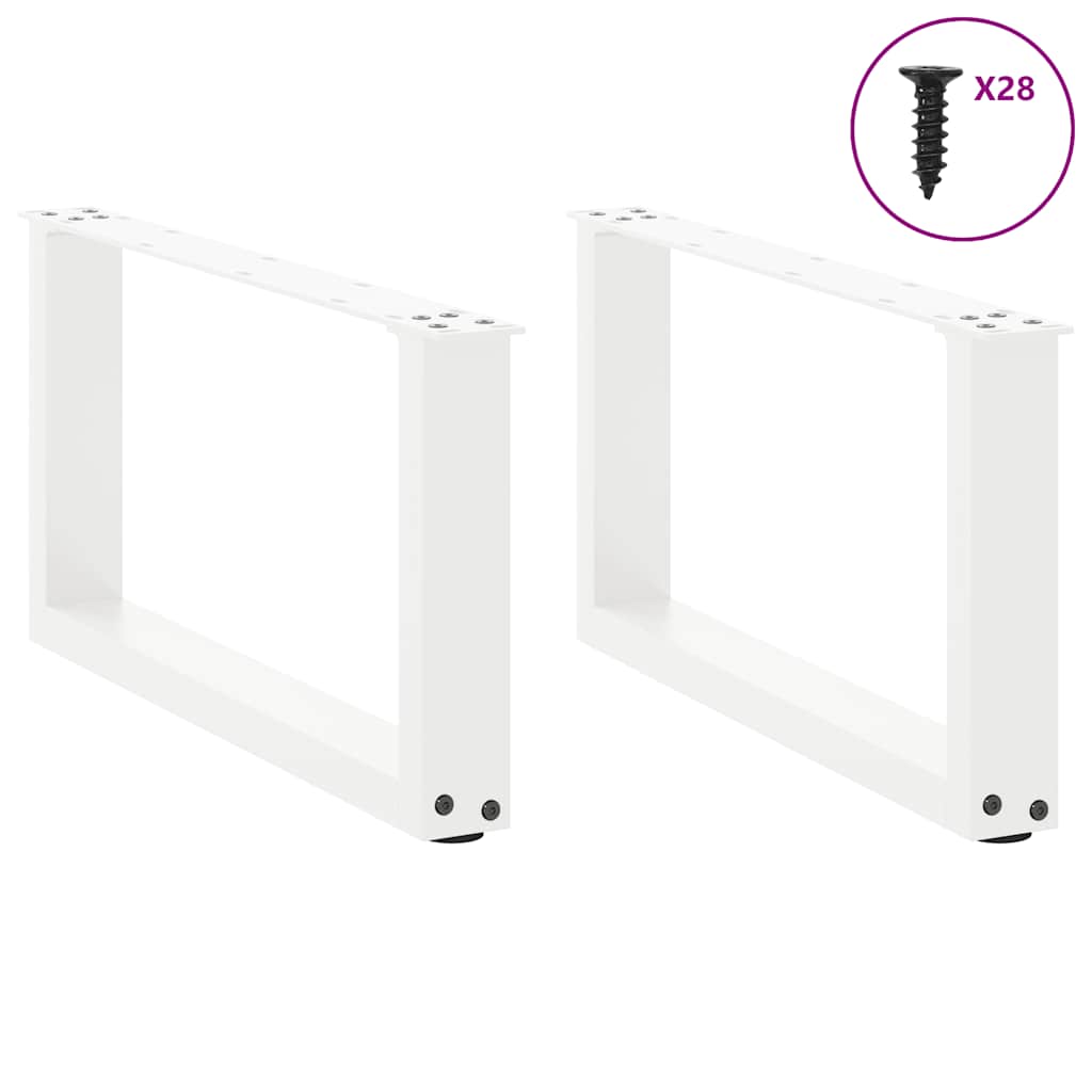 White Steel U-Shaped Coffee Table Legs, 2 pcs, 70x30-31 cm