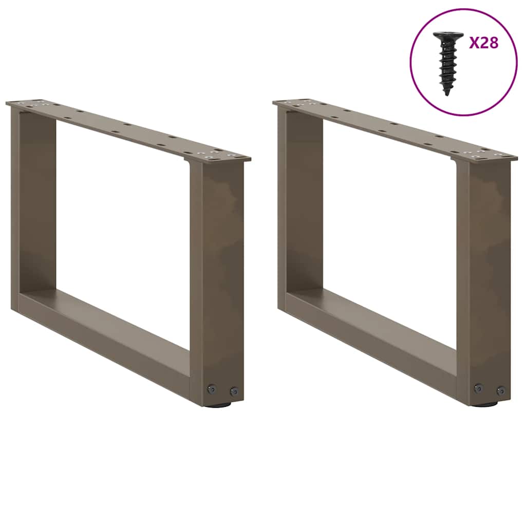 Natural Steel U-Shaped Coffee Table Legs, 2 pcs - 70x(30-31) cm