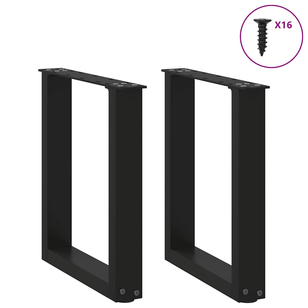 Black Steel U-Shaped Coffee Table Legs, 2pcs, 28x42-43cm
