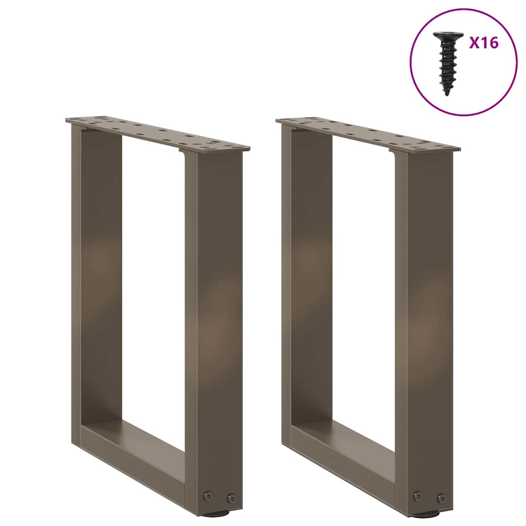 Natural Steel U-Shaped Coffee Table Legs 2 pcs, Adjustable 28x42-43 cm