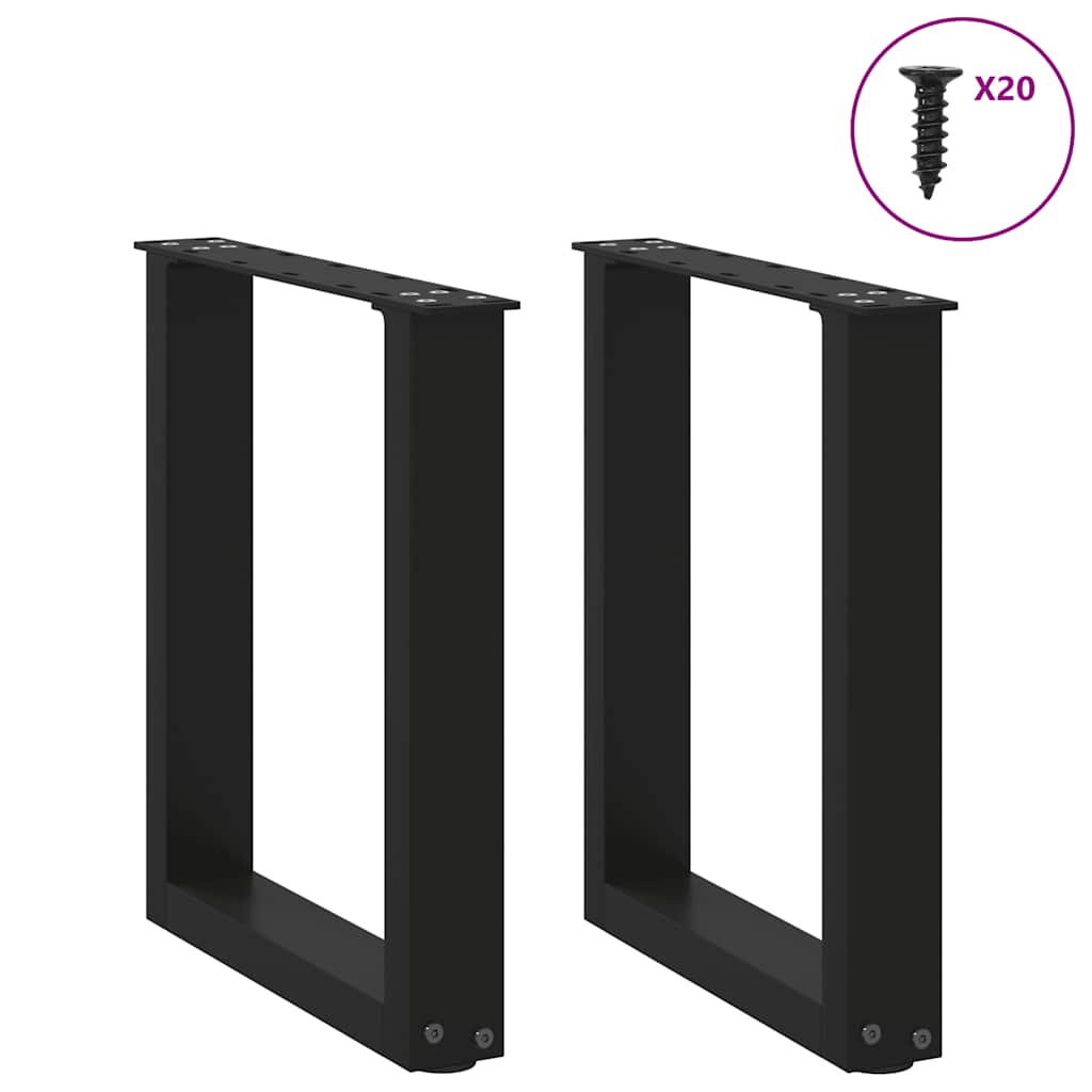 Steel U-Shaped Coffee Table Legs 2 pcs, Black 38x(42-43)cm