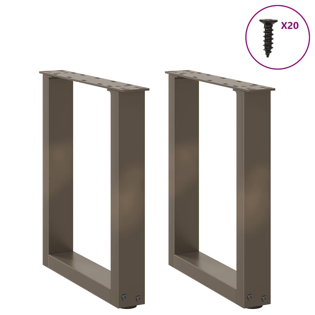 Natural Steel U-Shaped Coffee Table Legs, 2 pcs, Adjustable Height