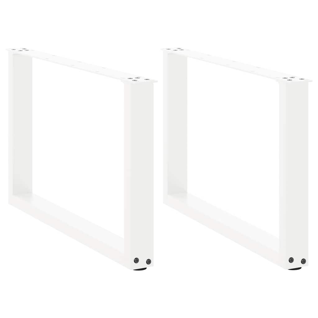 White U-Shaped Steel Coffee Table Legs, 2 Pack, 60x(42-43) cm