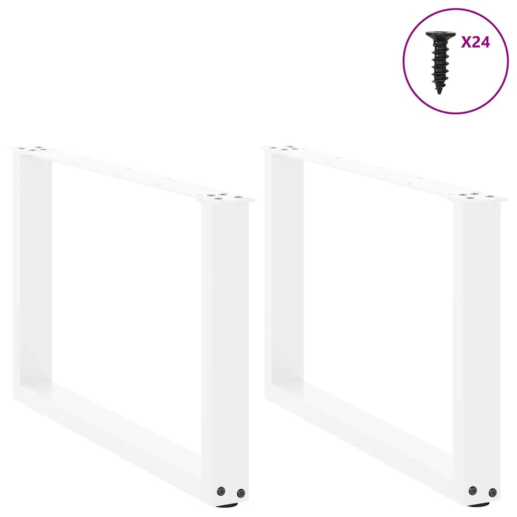 White U-Shaped Steel Coffee Table Legs, 2 Pack, 60x(42-43) cm