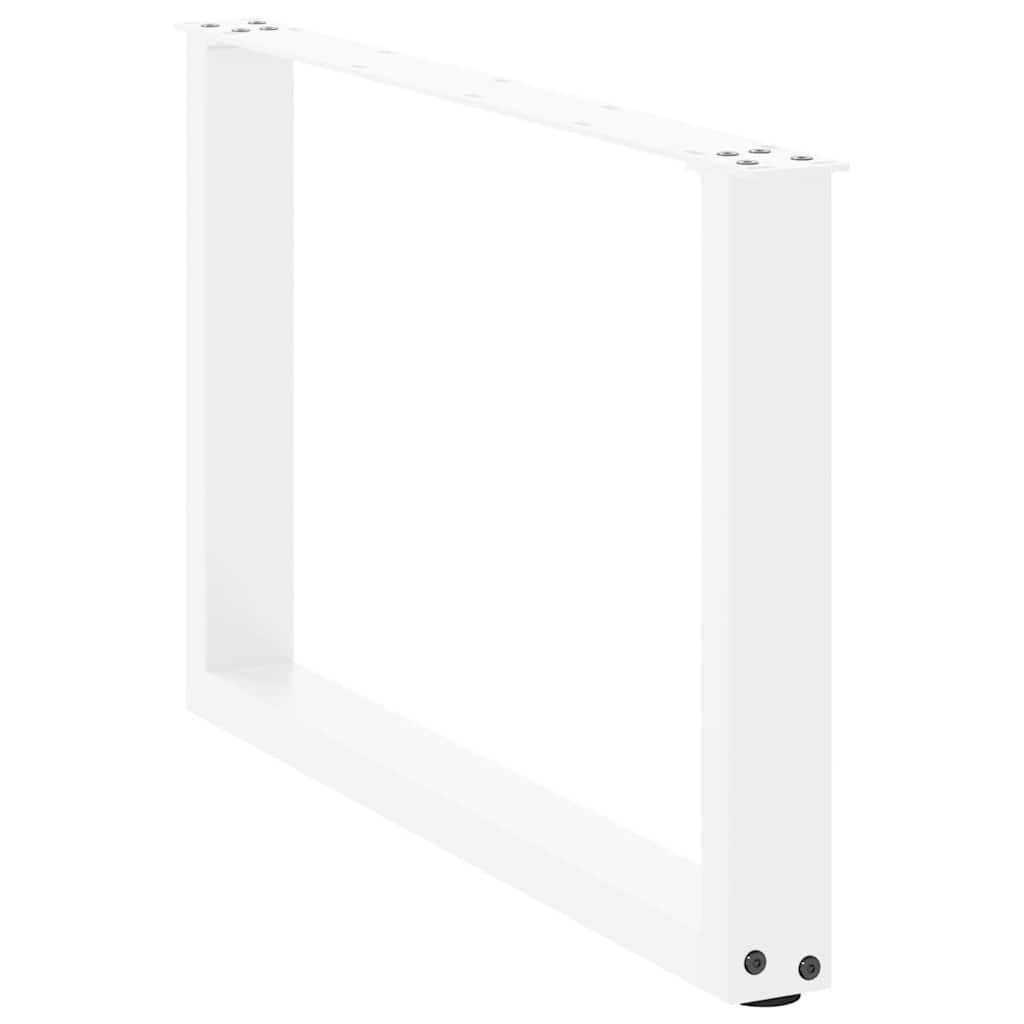 White U-Shaped Steel Coffee Table Legs, 2 Pack, 60x(42-43) cm