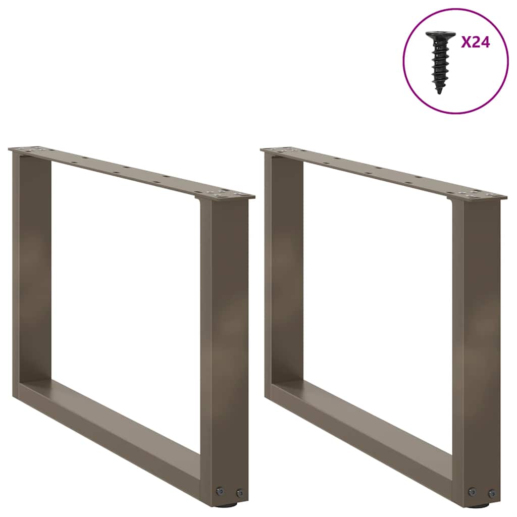 Natural Steel U-Shaped Coffee Table Legs, 2 Pcs, Adjustable 60 cm
