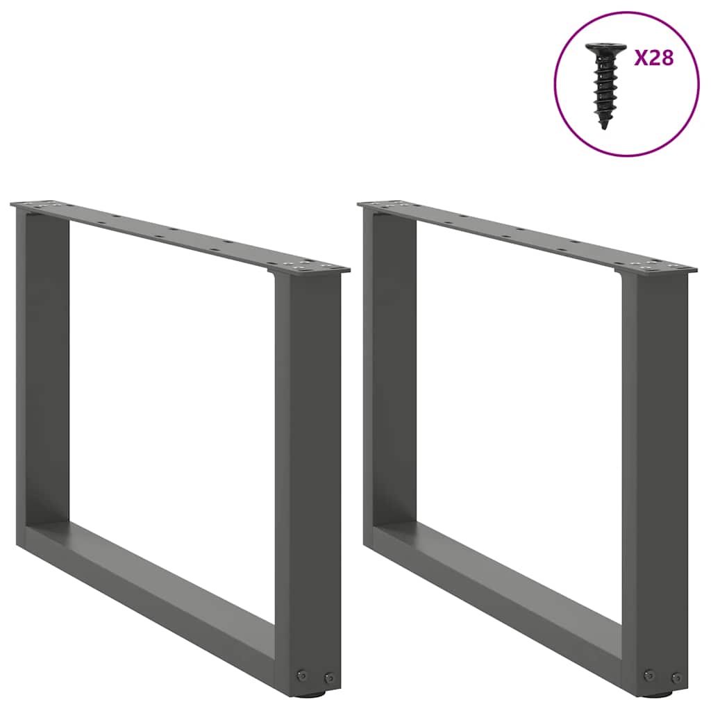 Anthracite Steel U-Shaped Coffee Table Legs, 70x(42-43) cm, 2 Pcs