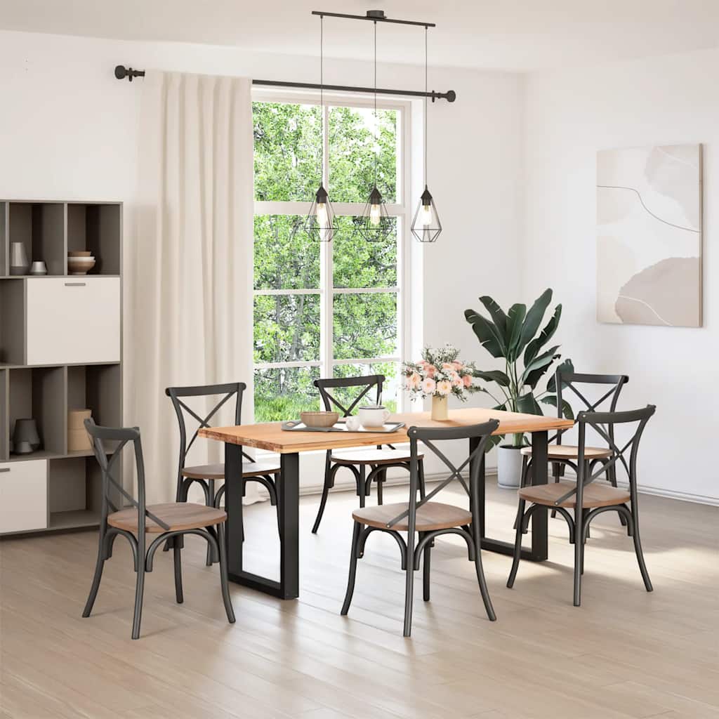 Black Steel U-Shaped Dining Table Legs, 2pcs, Adjustable 60x72-73cm