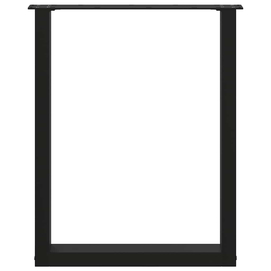 Black Steel U-Shaped Dining Table Legs, 2pcs, Adjustable 60x72-73cm