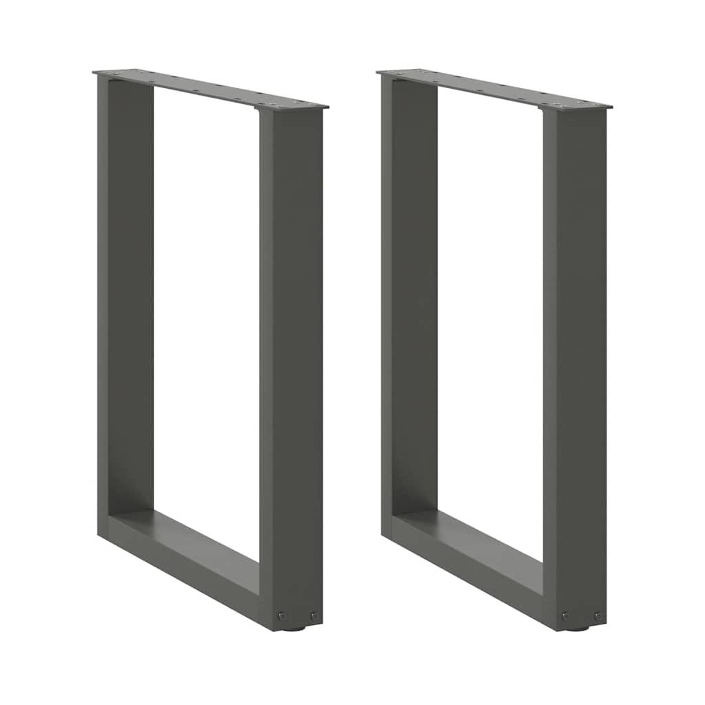 Anthracite Steel U-Shaped Dining Table Legs - 2pcs, Adjustable 60x72-73cm