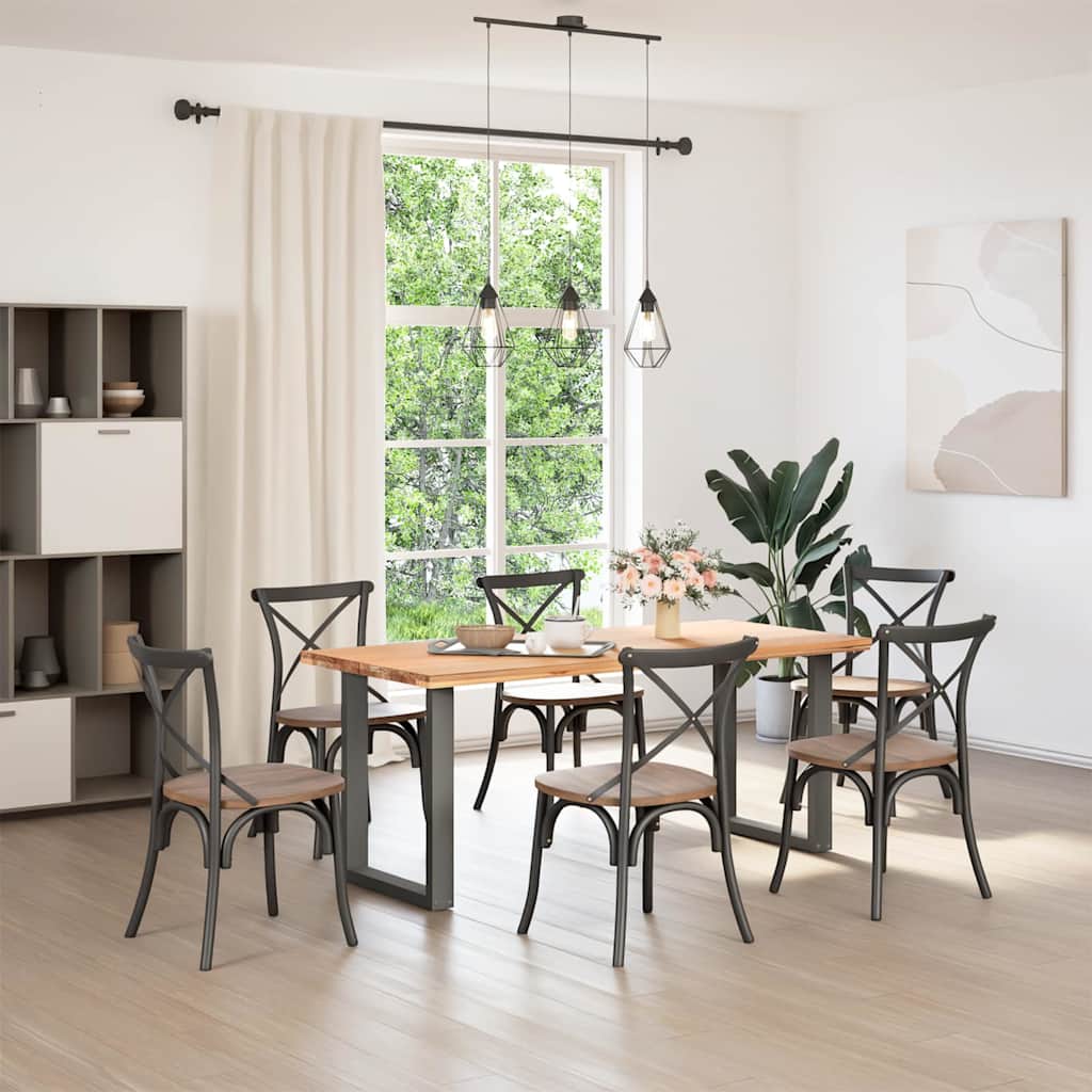 Anthracite Steel U-Shaped Dining Table Legs - 2pcs, Adjustable 60x72-73cm