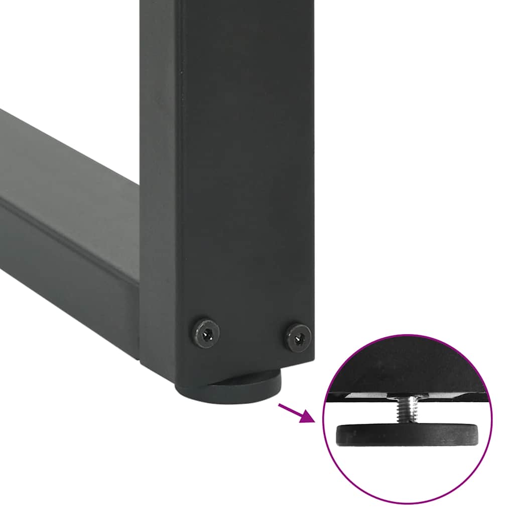 Anthracite Steel U-Shaped Dining Table Legs - 2pcs, Adjustable 60x72-73cm