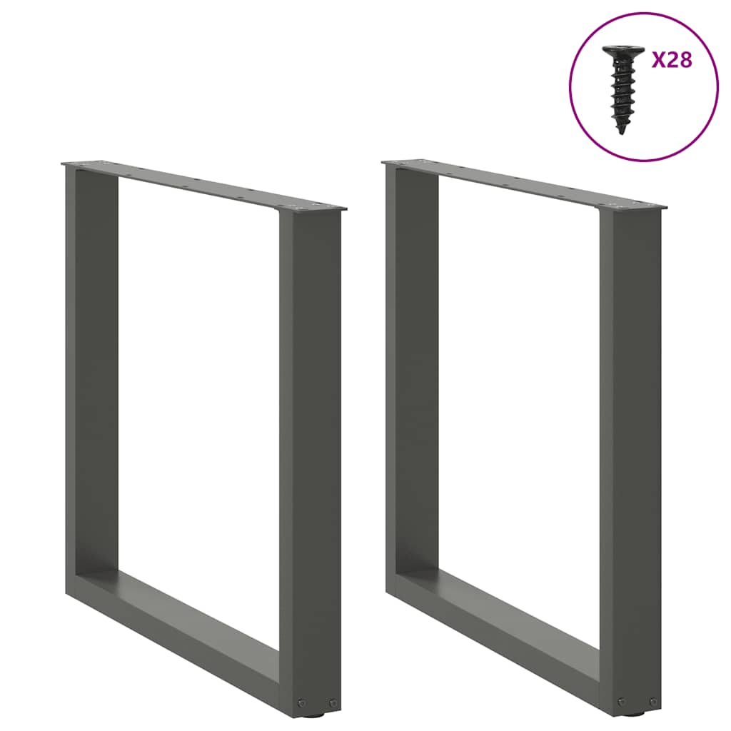 Anthracite Steel U-Shaped Dining Table Legs 2pcs 80x72-73cm