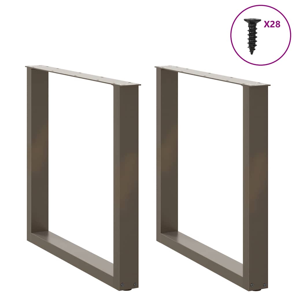 Natural Steel U-Shaped Dining Table Legs 2pcs, Adjustable 80x72-73cm
