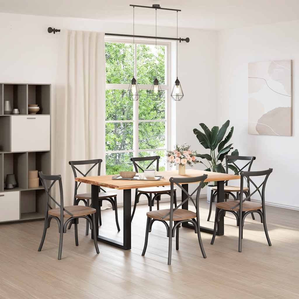 Black Steel U-Shaped Dining Table Legs, Adjustable Height, 2 Pcs