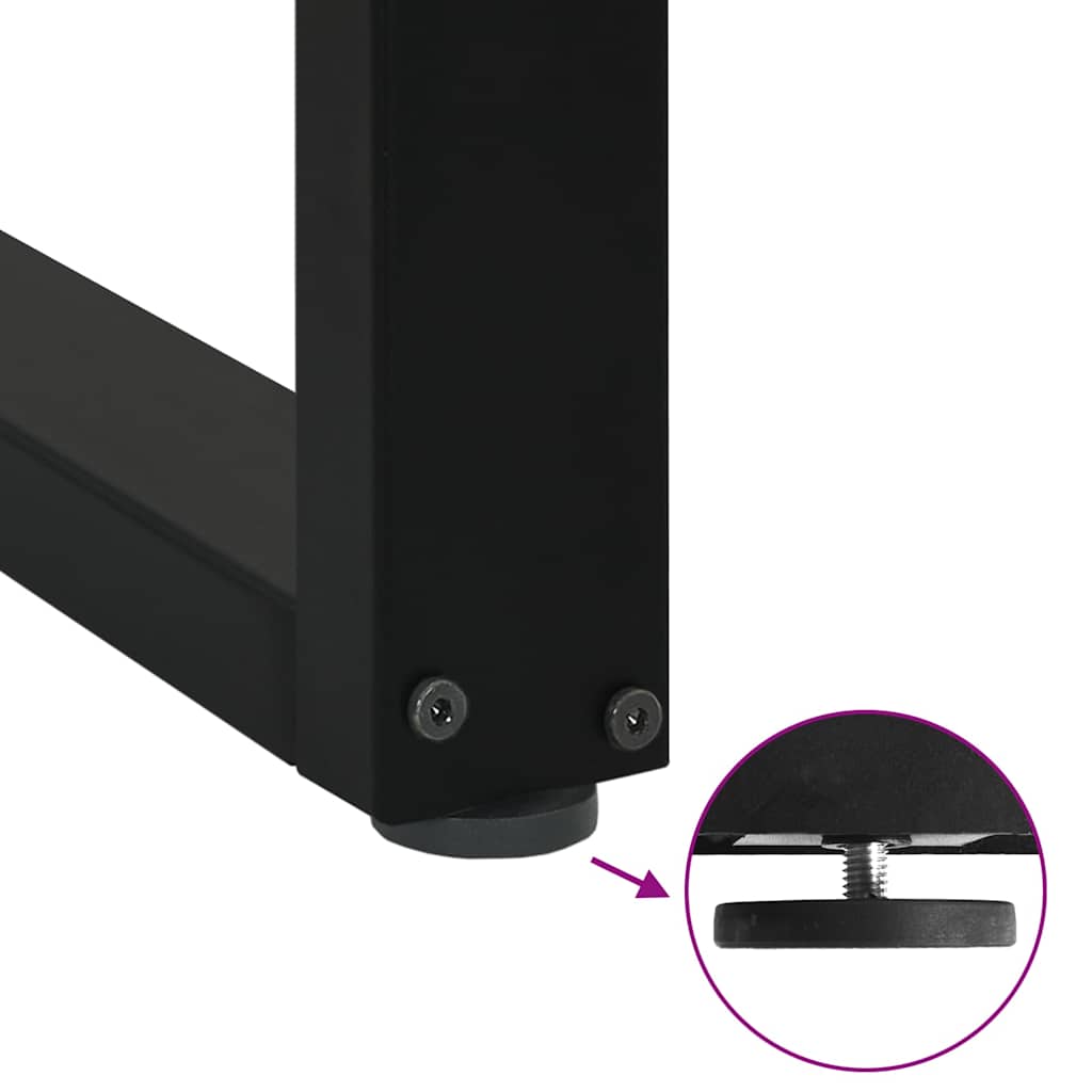 Black Steel U-Shaped Dining Table Legs, Adjustable Height, 2 Pcs