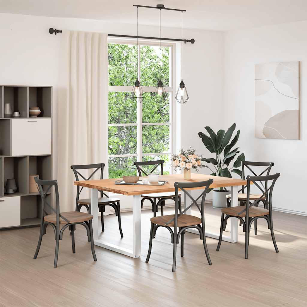 White U-Shaped Steel Dining Table Legs 2 pcs - Adjustable 100x72-73 cm