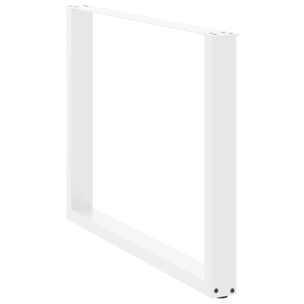 White U-Shaped Steel Dining Table Legs 2 pcs - Adjustable 100x72-73 cm