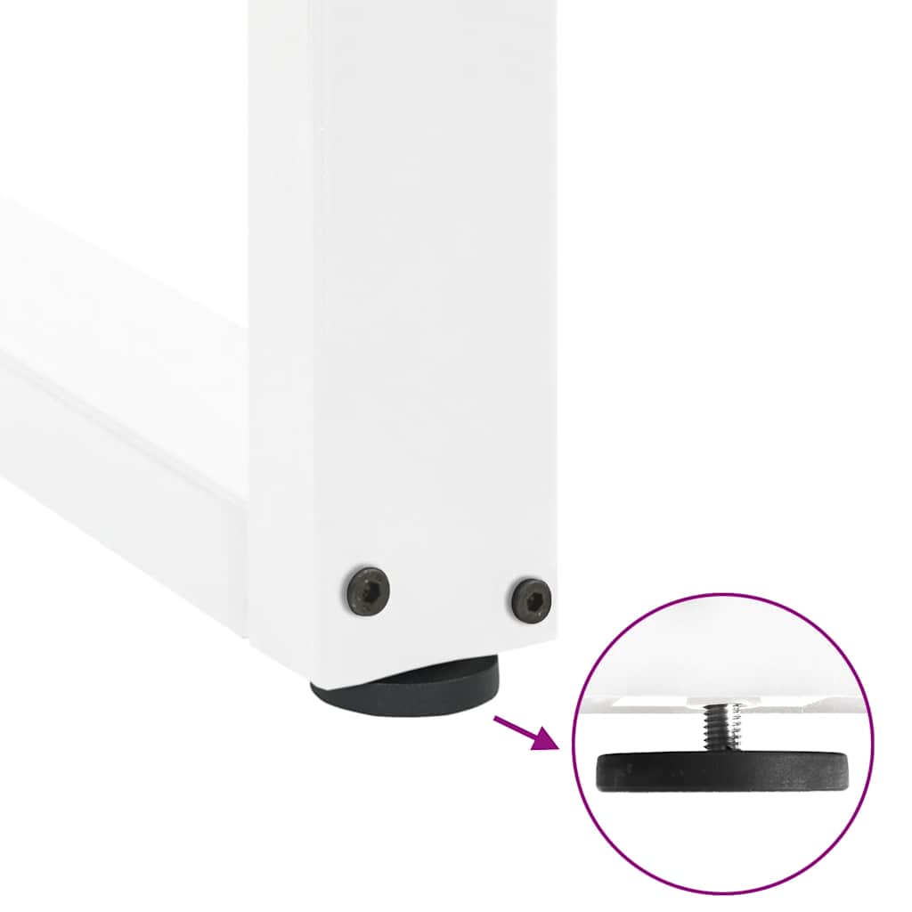 White U-Shaped Steel Dining Table Legs 2 pcs - Adjustable 100x72-73 cm