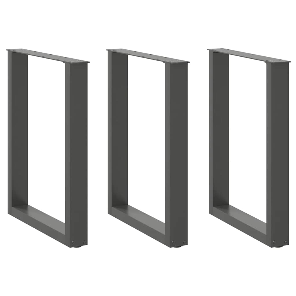 Steel U-Shaped Dining Table Legs, Anthracite, Set of 3, 70x73cm