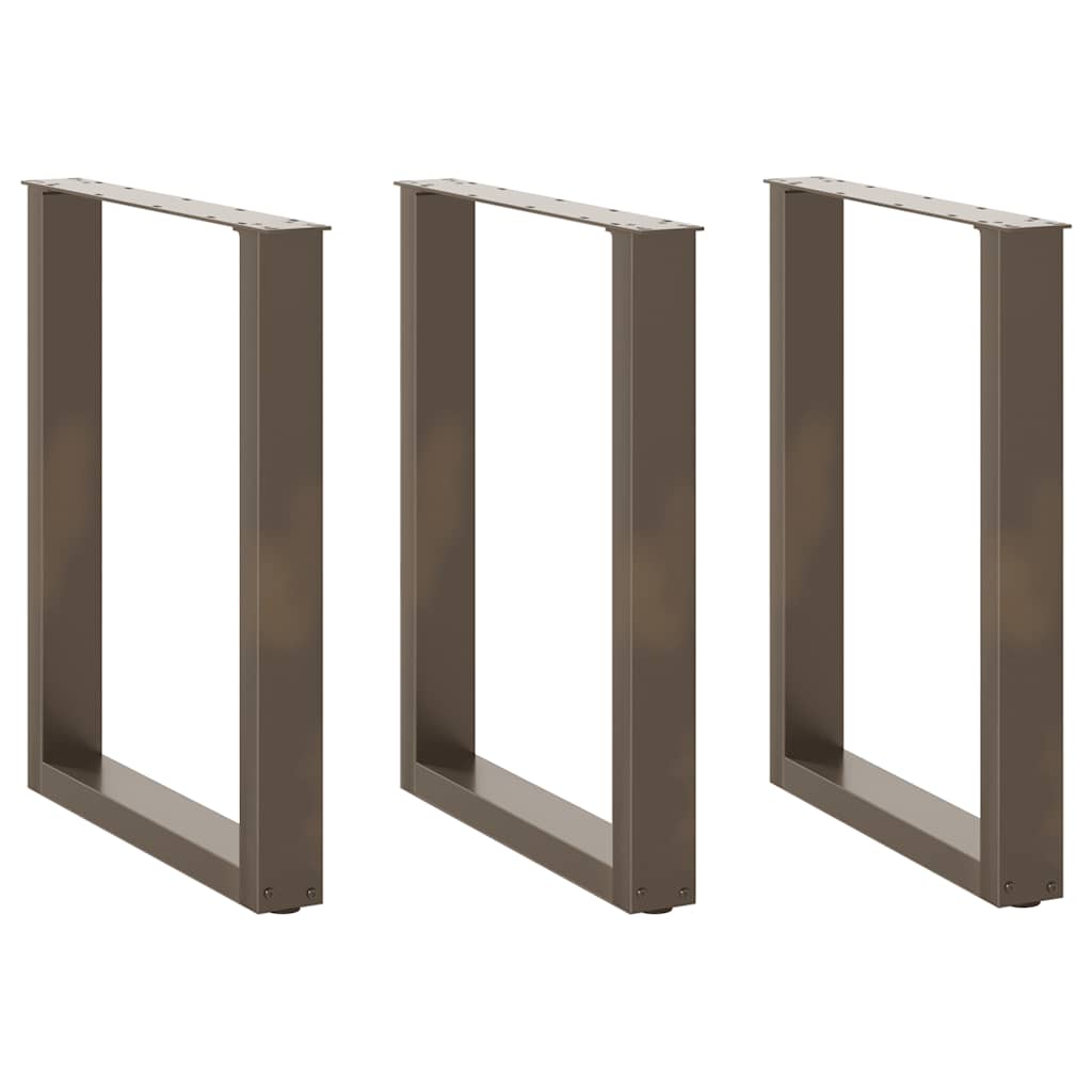Natural Steel U-Shaped Dining Table Legs, 3pcs, Adjustable 70x72-73cm
