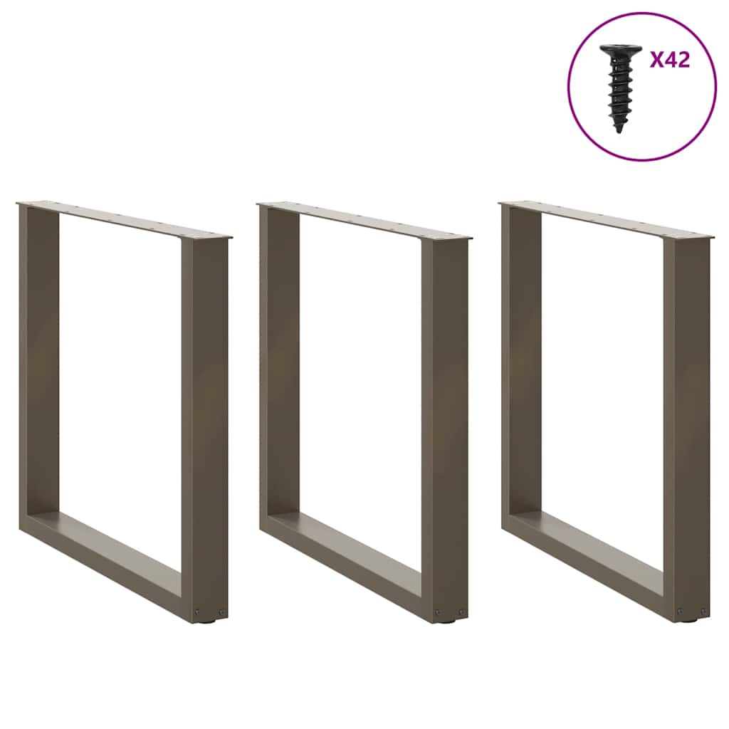 Natural Steel U-Shaped Dining Table Legs, 3pcs, Adjustable 80cm