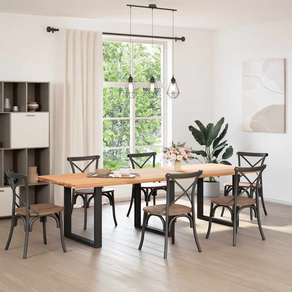 Black Steel U-Shaped Dining Table Legs, Adjustable 90x72-73 cm, 3 pcs