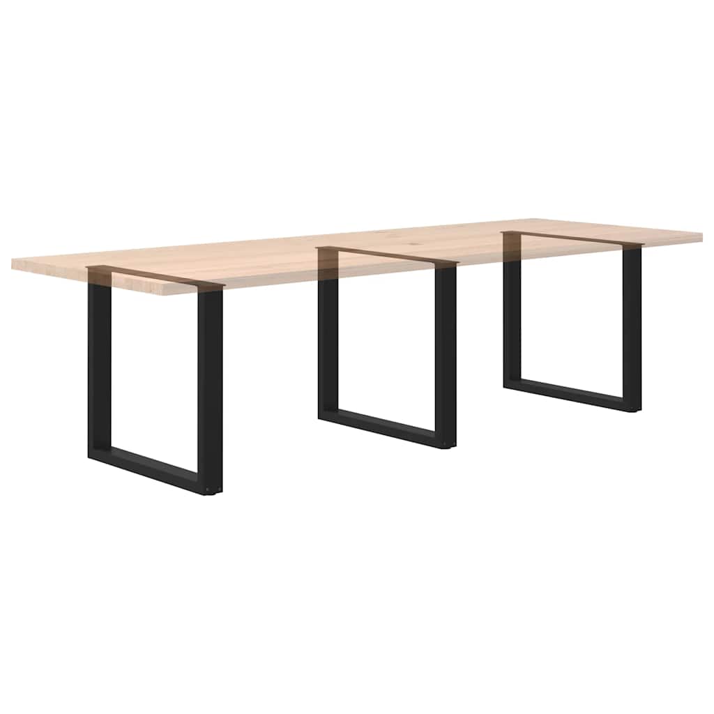 Black Steel U-Shaped Dining Table Legs, Adjustable 90x72-73 cm, 3 pcs