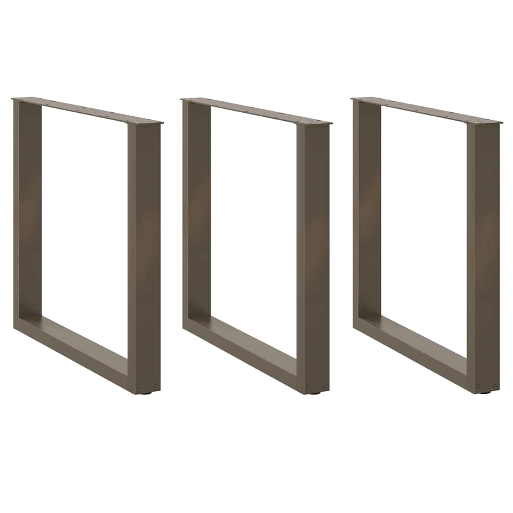 Natural Steel U-Shaped Dining Table Legs 3-Pack, 90x(72-73)cm