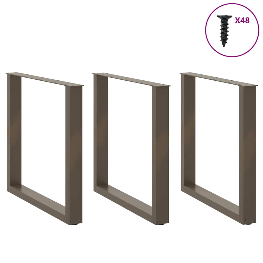 Natural Steel U-Shaped Dining Table Legs 3-Pack, 90x(72-73)cm